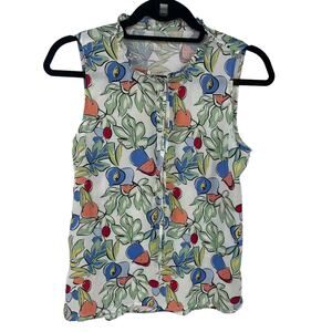 Loft Outlet Button Front Sleeveless Citrus Print Tank Top Women's XXS Petite